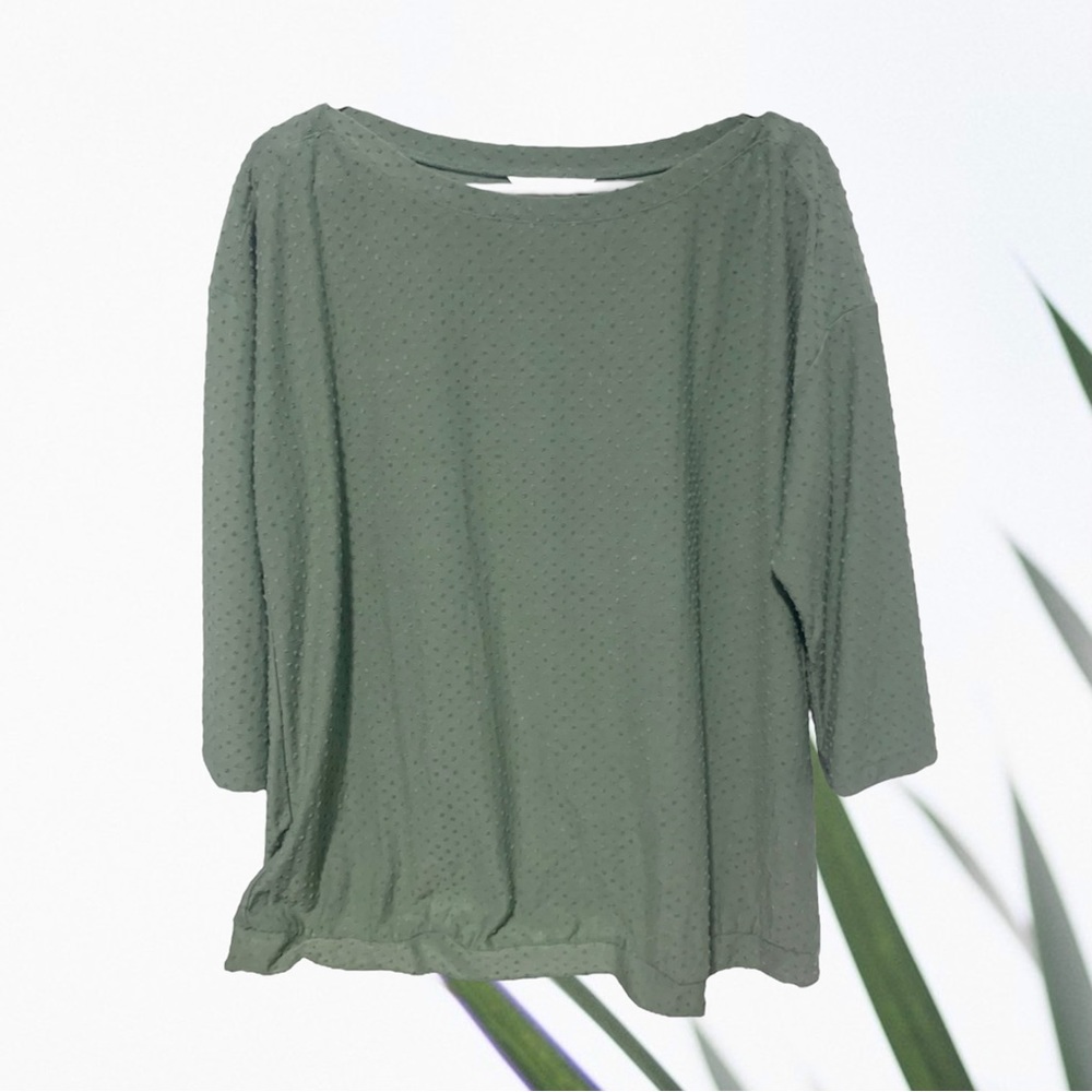 Christopher & Banks Swiss Dot Green Half Sleeve Top Women’s XL